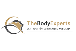 Logo von The Body Experts, einem Zentrum für apparative Kosmetik mit stilisiertem Gesicht und Schriftzug.