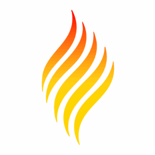 Flammen-Icon mit einem Farbverlauf von Rot zu Gelb auf transparentem Hintergrund.